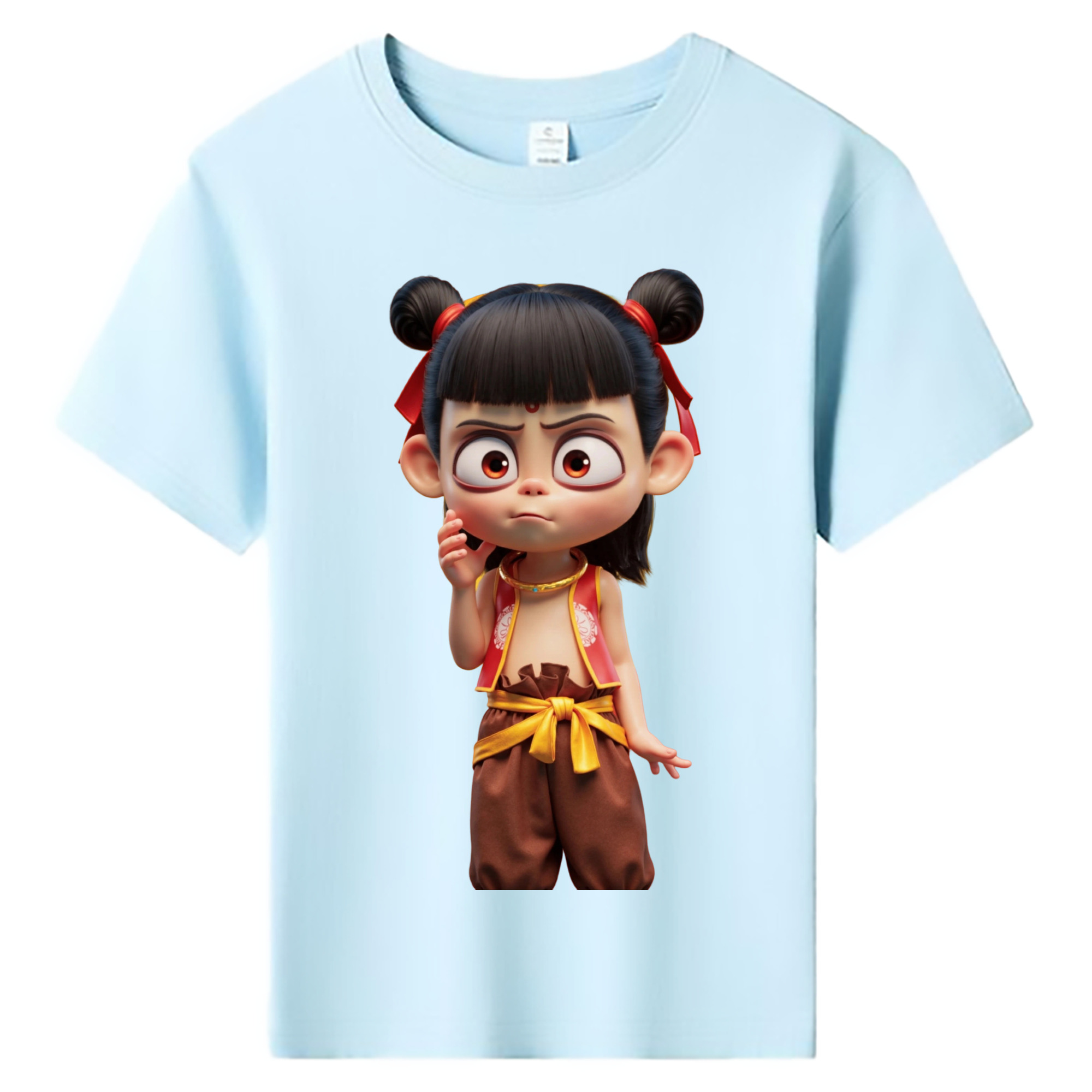 （画像用） Ne Zha 2 ナタ 魔童の大暴れ 綿100％キッズTシャツ（フロントプリント）